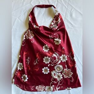 Ann Taylor Halter Top size 12 Floral Red/Maroon